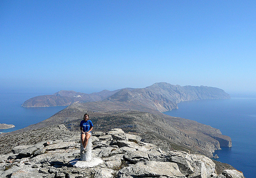 Sitting on top of the world with Doc Watson on Amorgo's second highest mountain Profitis Ilias.