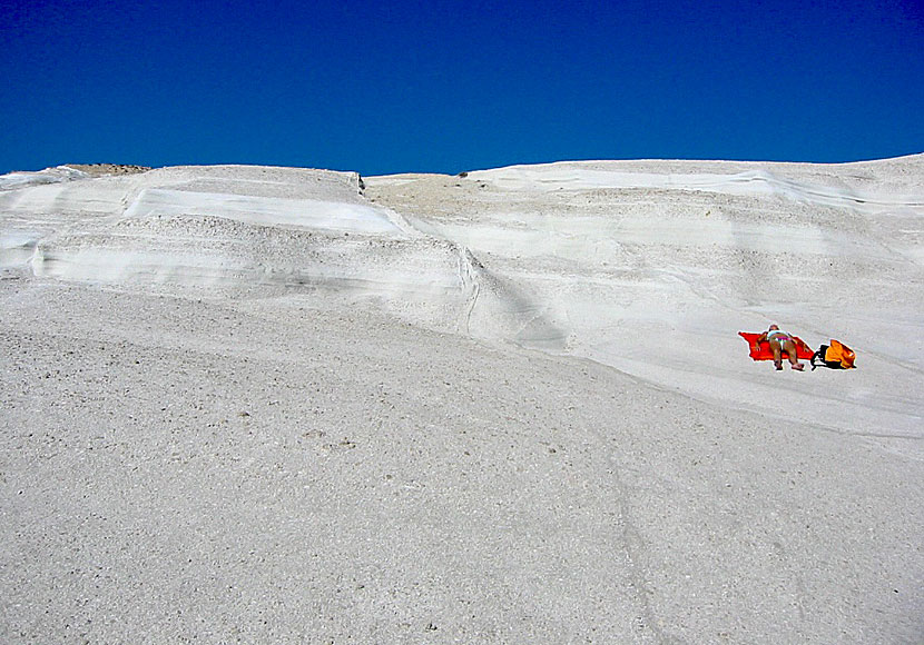 Fly me to the moon with Frank Sinatra at the moon landscape of Sarakiniko on Milos in Greece. 