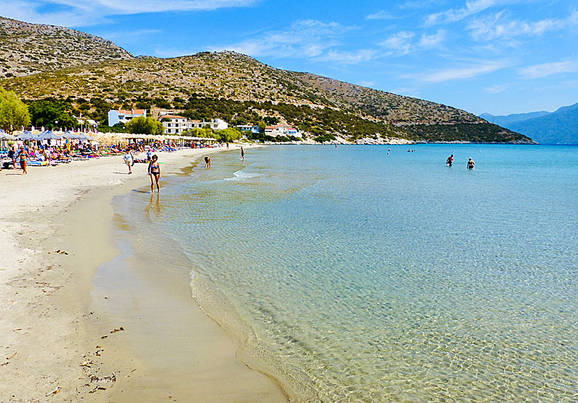 The child-friendly sandy beach Psili Ammos beach 1 in Samos.