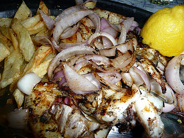 Soupies for dinner on Amorgos.