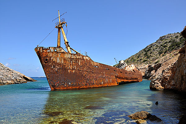 The old rusty wreck Olympia. Amorgos
