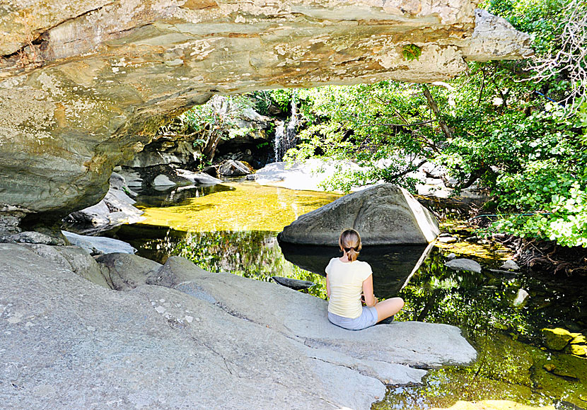 Don't miss hiking to the meditative Pithara Waterfalls near Chora on Andros.