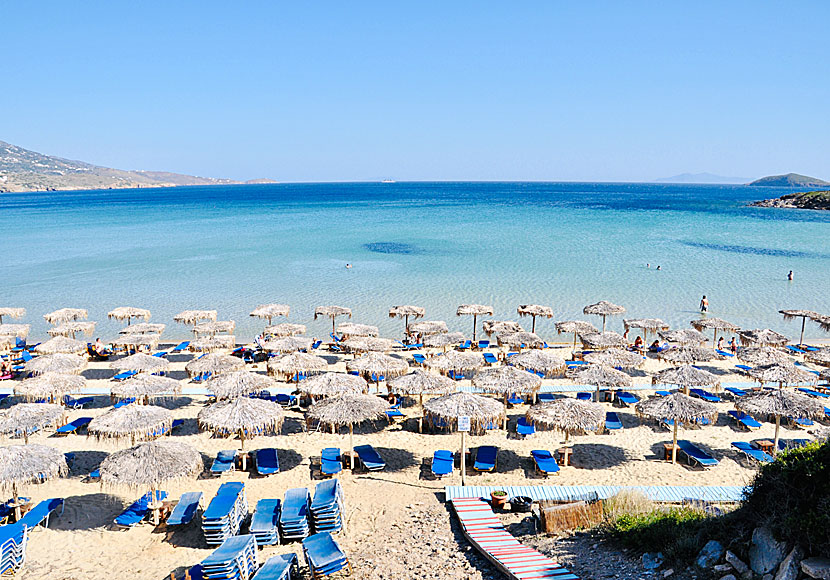 Psili Amos beach on Andros between Gavrio and Batsi is one of the Cyclades most child-friendly sandy beaches.