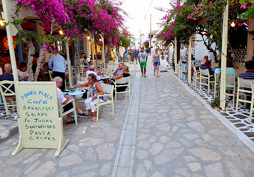 The main street of Chora on Antiparos is free of cars and is like a playground for toddlers.