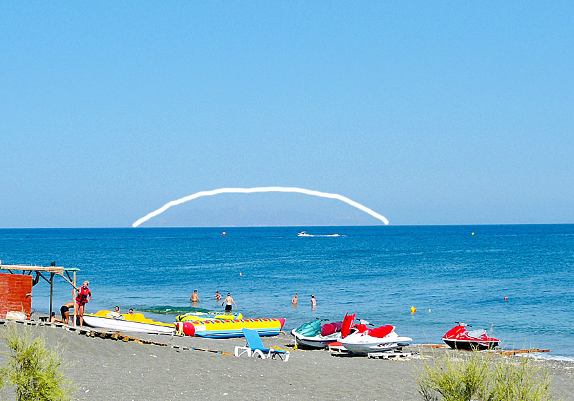 Anafi seen from Perivolos beach on Santorini.