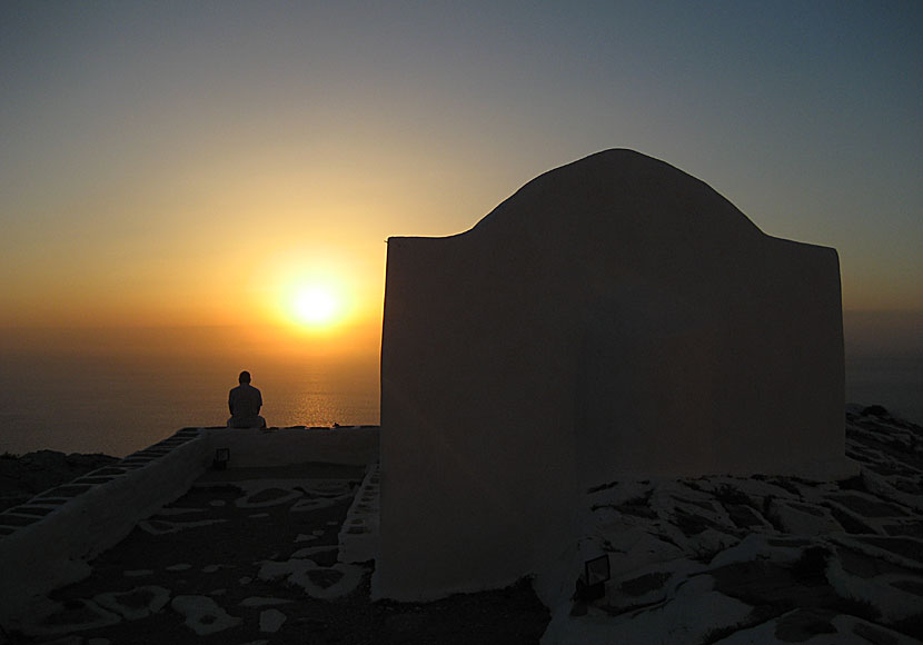 The sunset on Sikinos over Folegandros is one of the most beautiful in the Cyclades.