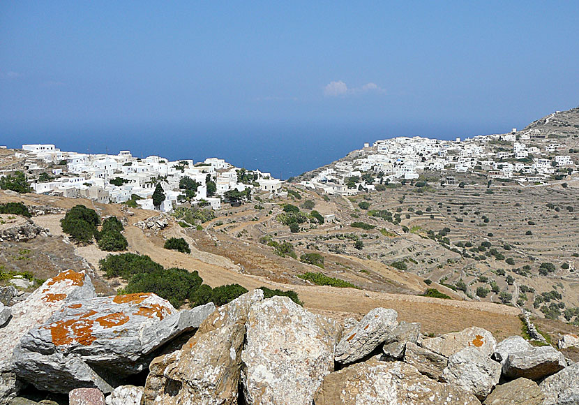 The beautiful villages of Chorio and Kastro on Sikinos in the Cyclades.