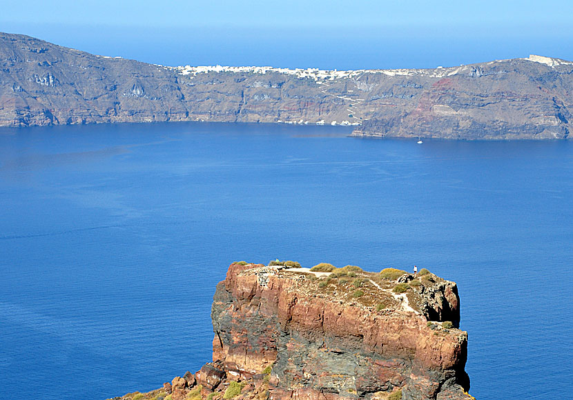 The village of Manolos on Thirasia seen from Skaros Rock in Imerovigli on Santorini.