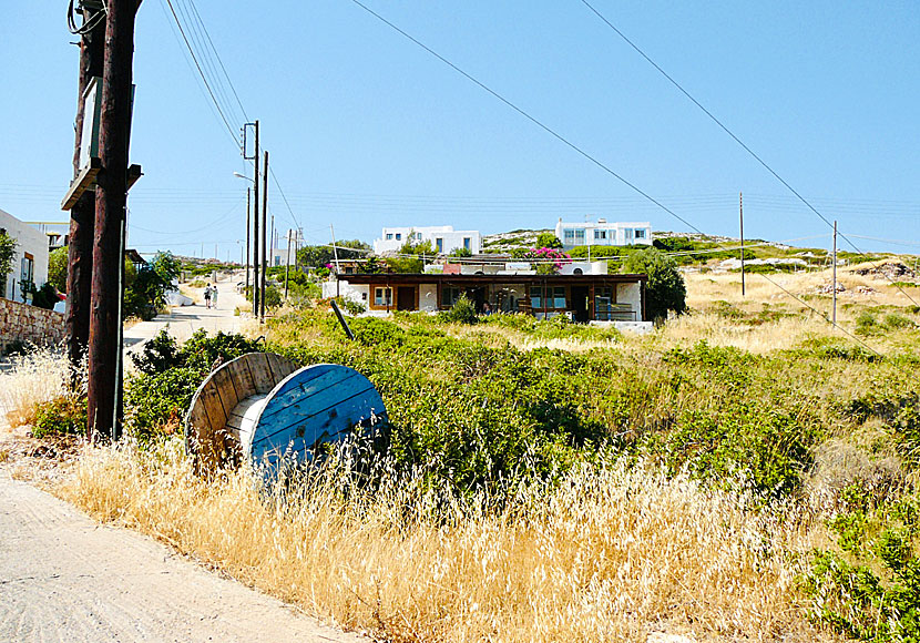 It is not possible to rent a car or moped on Arki. You have to go on foot. Like on this road that goes to Limnaria beach.