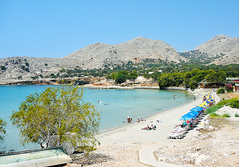 Pondamos beach is the best beach on Chalki in Greece.