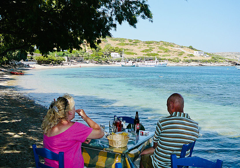 Restaurants on Marathi island in the Dodecanese islands.
