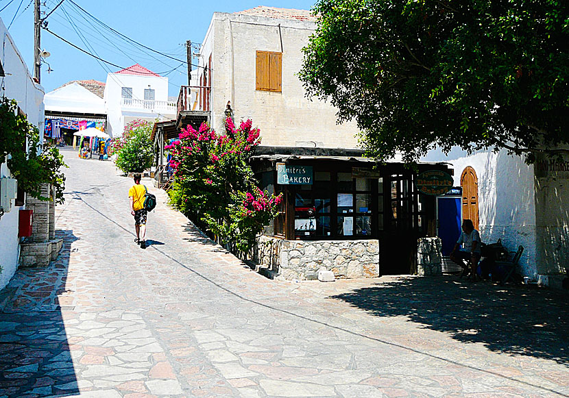 On Chalki you cannot rent a car or moped, but there is a bus.