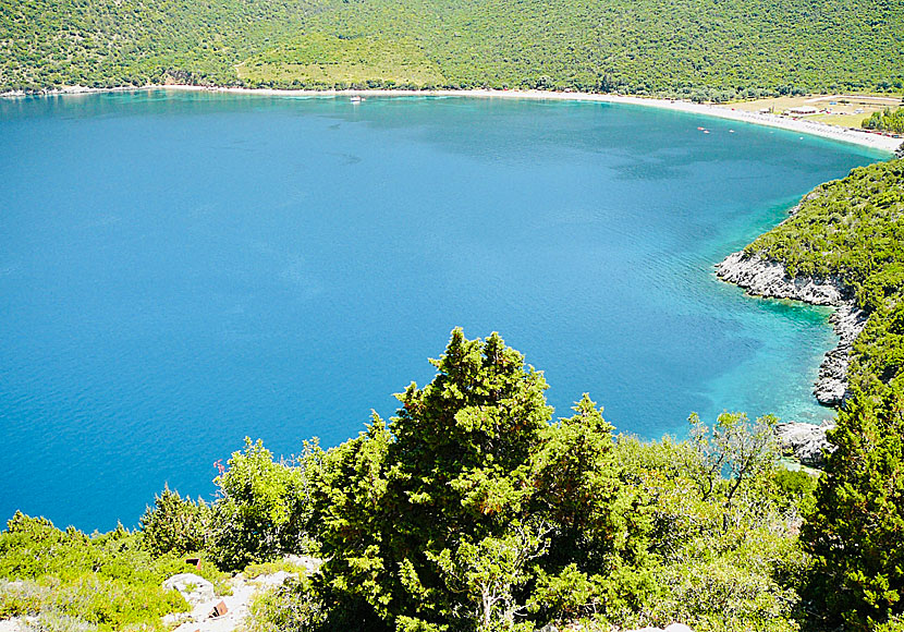 Antisamos beach on Kefalonia where parts of the movie Captain Corellis Mandolin were shot.