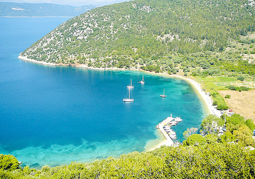 Polis beach on Ithaca from where it is said that Odysseus left Ithaca on his way to Troy.