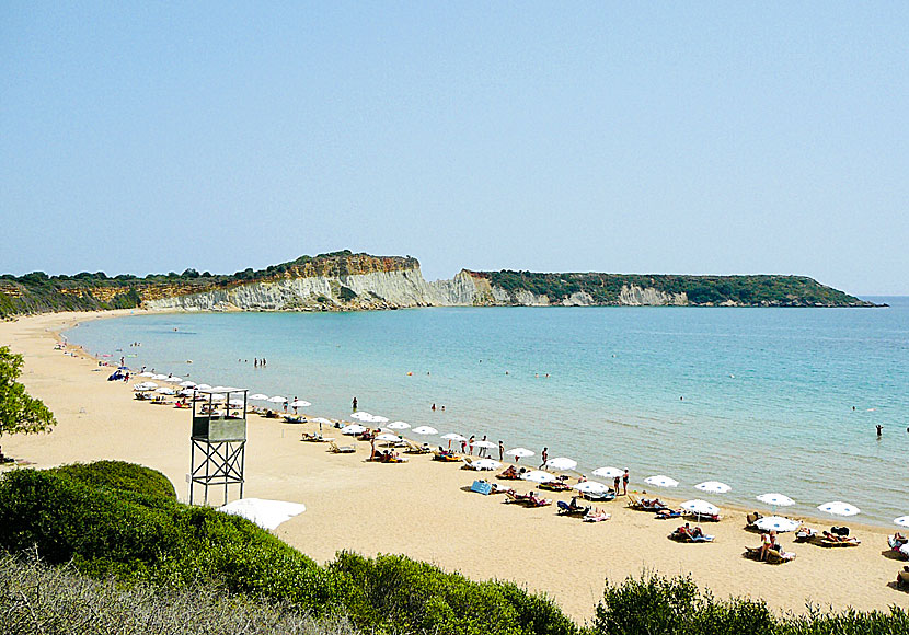 Gerakas beach is one of many fine sandy beaches on the Vassilikos peninsula on Zakynthos.